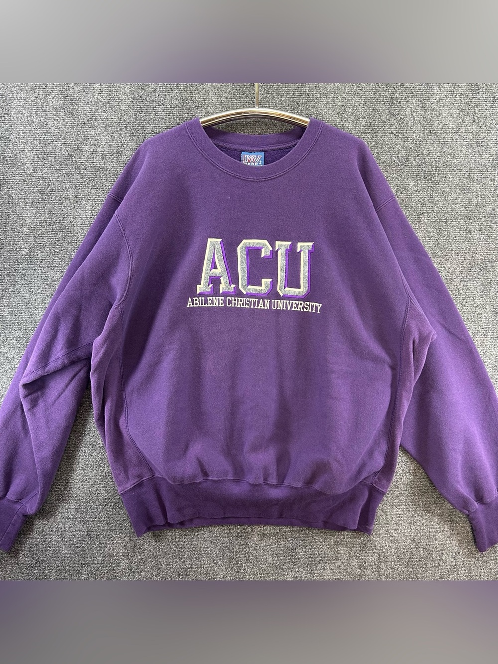 Vtg ACU Abilene Christian Univ Purple Crewneck Sweatshirt XL Pro Weave MV Sport - Picture 2 of 11